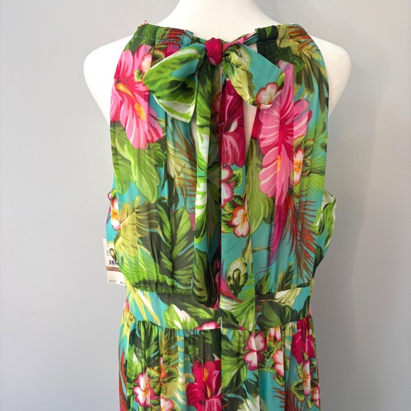 NWT Nine West Tropical Floral Halter Maxi Dress Womens Size 12 - Picture 3 of 12